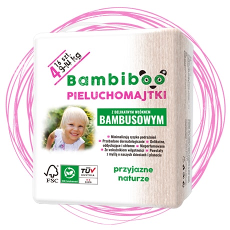 Bambiboo disposable nappies with bamboo fibre for babies, size 4 Maxi (9-14kg) 16 pcs.
