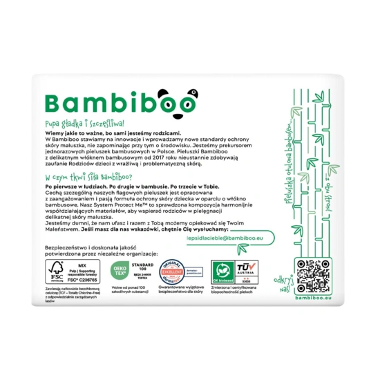Jednorazowe pieluszki z włóknem bambusowym z wycięciem na pępek, rozmiar 1 (2-4kg) 26 szt.
