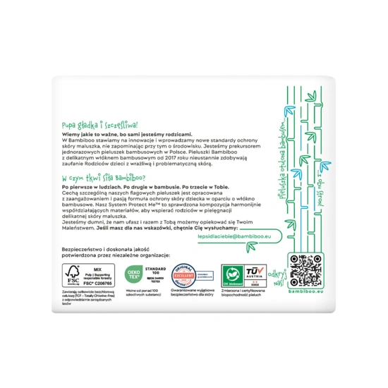 Jednorazowe pieluszki z włóknem bambusowym dla niemowląt, rozmiar 2 (3-8kg) 25 szt.