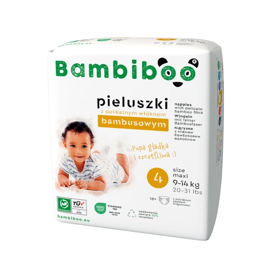 Jednorazowe pieluszki z włóknem bambusowym dla dzieci, rozmiar 4 (9-14kg) 18 szt.