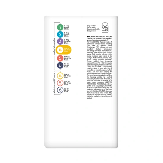 Zestaw 8 x 18 szt. - jednorazowe pieluszki Bambiboo z włóknem bambusowym dla dzieci, rozmiar 4 Maxi (9-14kg)