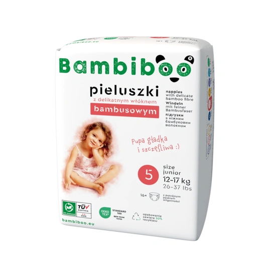 3 x 16 pcs pack – Bambiboo disposable nappies with bamboo fibre for babies, size 5 Junior (12-17kg)