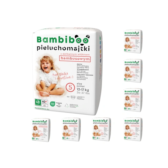 8 x 15 pcs pack – Bambiboo disposable pants with bamboo fibre for babies, size 5 (12+ kg)