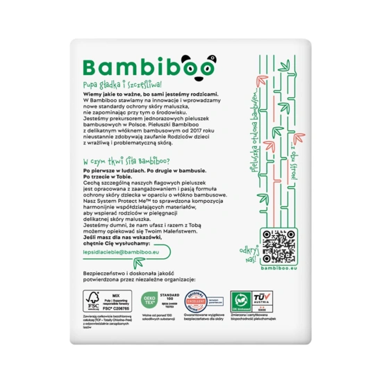 Jednorazowe pieluchomajtki Bambiboo z włóknem bambusowym dla dzieci, rozmiar 5 (12+ kg) 15 szt.
