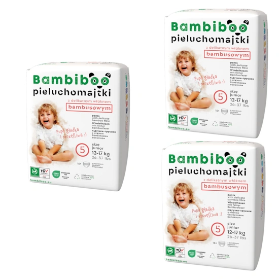 3 x 15 pcs pack – Bambiboo disposable pants with bamboo fibre for babies, size 5 (12+ kg)