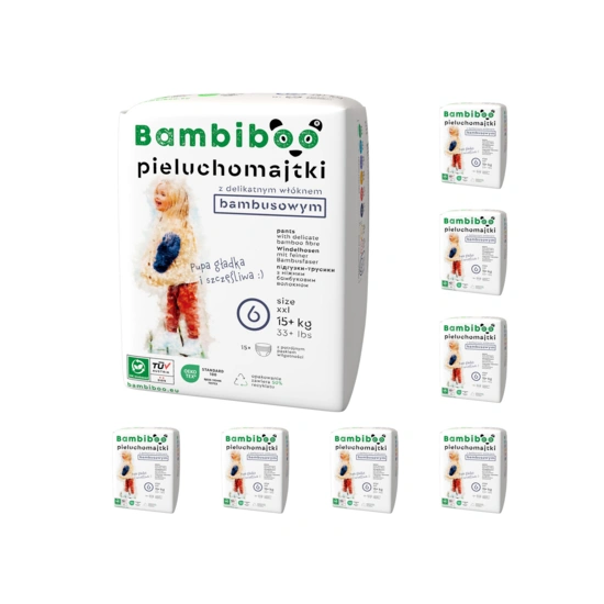8 x 15 pcs pack – Bambiboo disposable pants with bamboo fibre for babies, size 6 (15+ kg)
