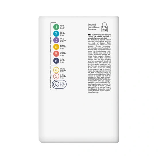 Zestaw 8 x 15 szt. - jednorazowe pieluchomajtki  Bambiboo z włóknem bambusowym dla dzieci, rozmiar 6 (15+ kg)