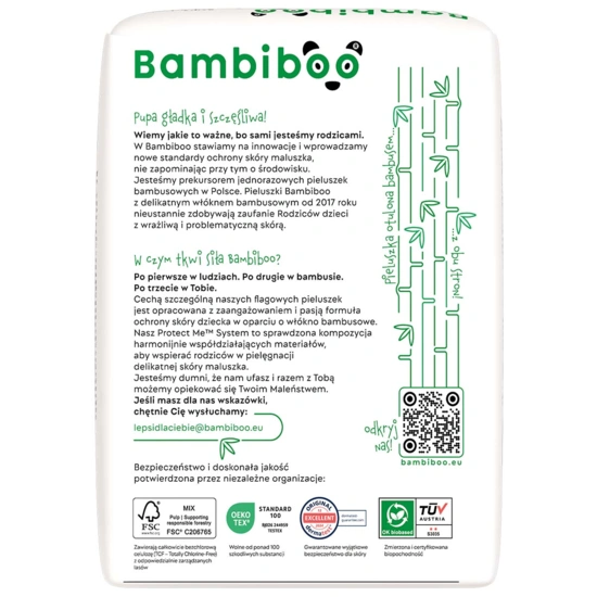 Jednorazowe pieluchomajtki Bambiboo z włóknem bambusowym dla dzieci, rozmiar 7 (15+ kg) 14 szt.
