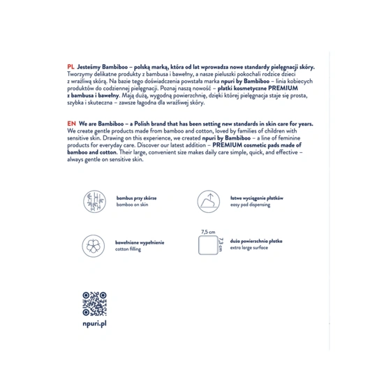 npuri by bambiboo płatki kosmetyczne, 60szt