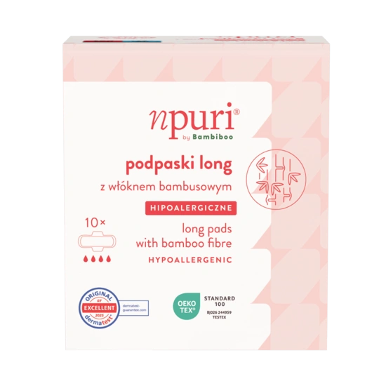 npuri by Bambiboo sanitary pads for night with bamboo fiber, op.10 pcs.