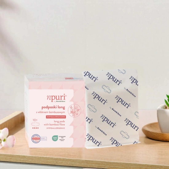 npuri by Bambiboo sanitary pads for night with bamboo fiber, op.10 pcs.