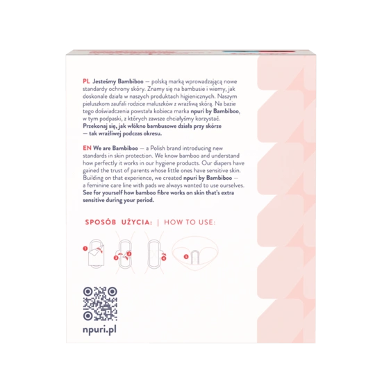 npuri by Bambiboo sanitary pads for night with bamboo fiber, op.10 pcs.