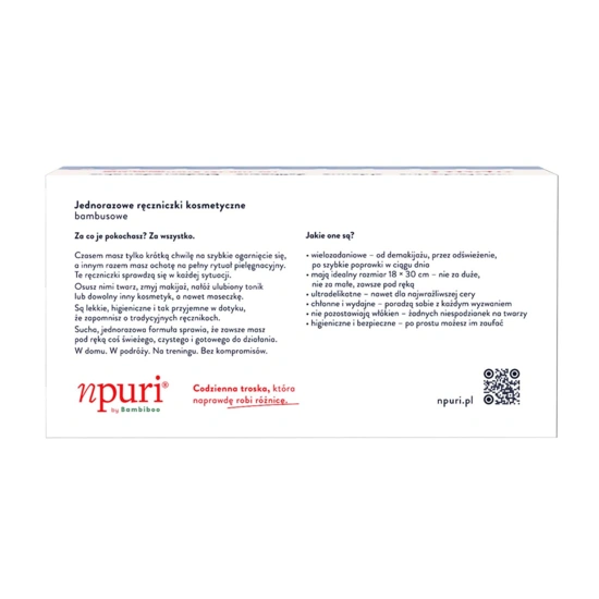 npuri by Bambiboo jednorazowe ręczniczki kosmetyczne bambusowe,100szt