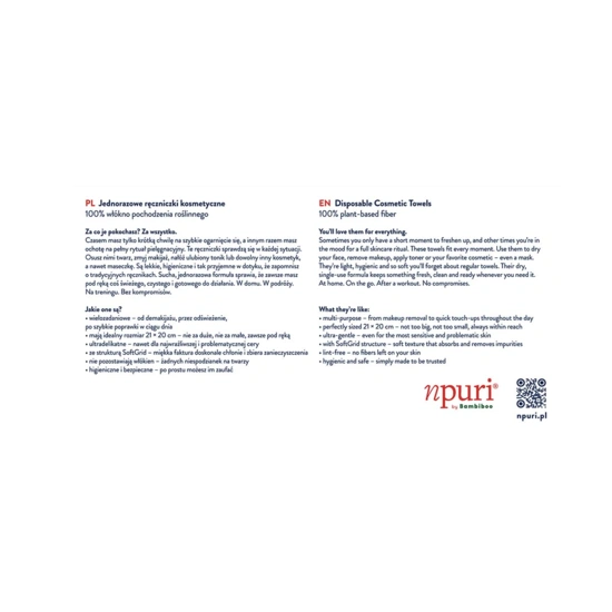 npuri by bambiboo jednorazowe ręczniczki kosmetyczne,50szt