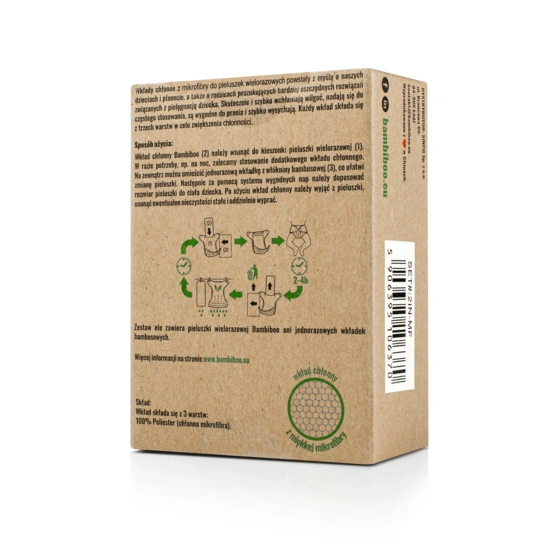 Wkłady chłonne z mikrofibry do pieluszek wielorazowych, 2 szt.