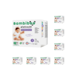 Zestaw 8 x 21 szt. - jednorazowe pieluszki Bambiboo z włóknem bambusowym dla niemowląt, rozmiar 3 Midi (6-11kg)