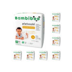 8 x 18 pcs pack – Bambiboo disposable nappies with bamboo fibre for babies, size 4 Maxi (9-14kg)