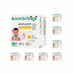Zestaw 8 x 18 szt. - jednorazowe pieluszki Bambiboo z włóknem bambusowym dla dzieci, rozmiar 4 Maxi (9-14kg)
