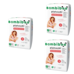 3 x 16 pcs pack – Bambiboo disposable nappies with bamboo fibre for babies, size 5 Junior (12-17kg)