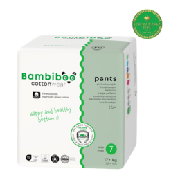 Bambiboo COTTONWEAR disposable pants with organic cotton, size 7 (17+kg) 16 pcs