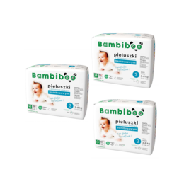 3 x 25 pcs pack – Bambiboo disposable nappies with bamboo fibre for infants, size 2 Mini (3-8kg)