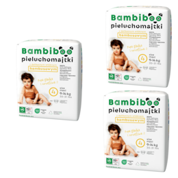 Zestaw 3 x 16 szt. - jednorazowe pieluchomajtki  Bambiboo z włóknem bambusowym dla dzieci, rozmiar 4 (9-14kg)