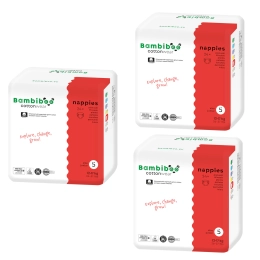 Zestaw 3 x 24 szt. - jednorazowe pieluszki Bambiboo COTTONWEAR z bawełną organiczną dla dzieci, rozmiar 5 Junior (12-17kg)