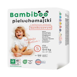Jednorazowe pieluchomajtki Bambiboo z włóknem bambusowym dla dzieci, rozmiar 5 (12+ kg) 15 szt.