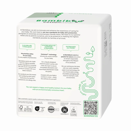 Bambiboo COTTONWEAR Einwegwindelpants mit Bio-Baumwolle für Kinder, Größe 7 17+kg, 16 Stk