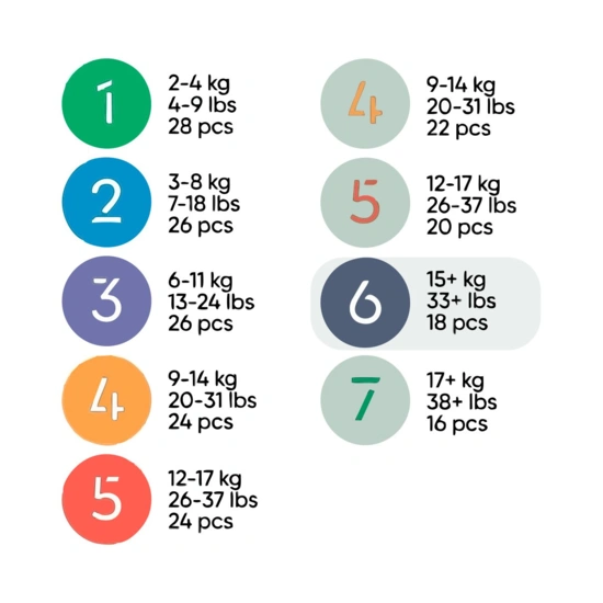 Bambiboo COTTONWEAR disposable nappies with organic cotton for babies, size 6 (15+ kg) 18 pcs