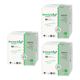 Zestaw 3*16szt.-jednorazowe pieluchomajtki Bambiboo COTTONWEAR z bawełną organiczną dla dzieci, rozmiar 7 (17+kg) 16 szt.