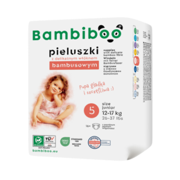 Jednorazowe pieluszki Bambiboo z włóknem bambusowym dla dzieci, rozmiar 5 Junior (12-17kg) 16 szt.