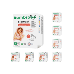 Zestaw 8 x 16 szt. - jednorazowe pieluszki Bambiboo z włóknem bambusowym dla dzieci, rozmiar 5 Junior (12-17kg)