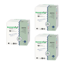 Zestaw 3*18 szt.-jednorazowe pieluchomajtki Bambiboo COTTONWEAR z bawełną organiczną dla dzieci, rozmiar 6 (15+kg) 18 szt.